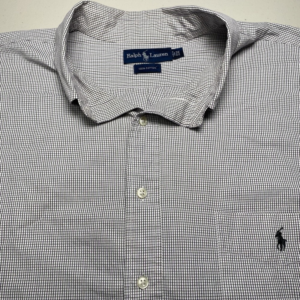 Ralph Lauren Shirt 3XB BIG Mens L/S Button Down Micro Graph Check